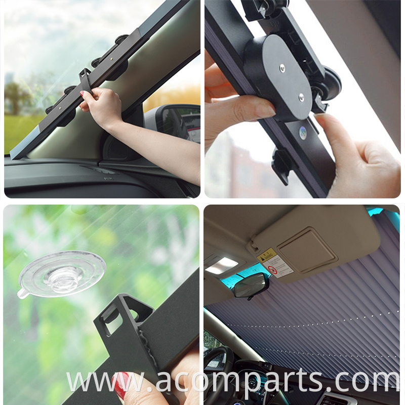 Upgrade auto shrink uv rays heat blocks front window cover foldable full cover sunshade for car